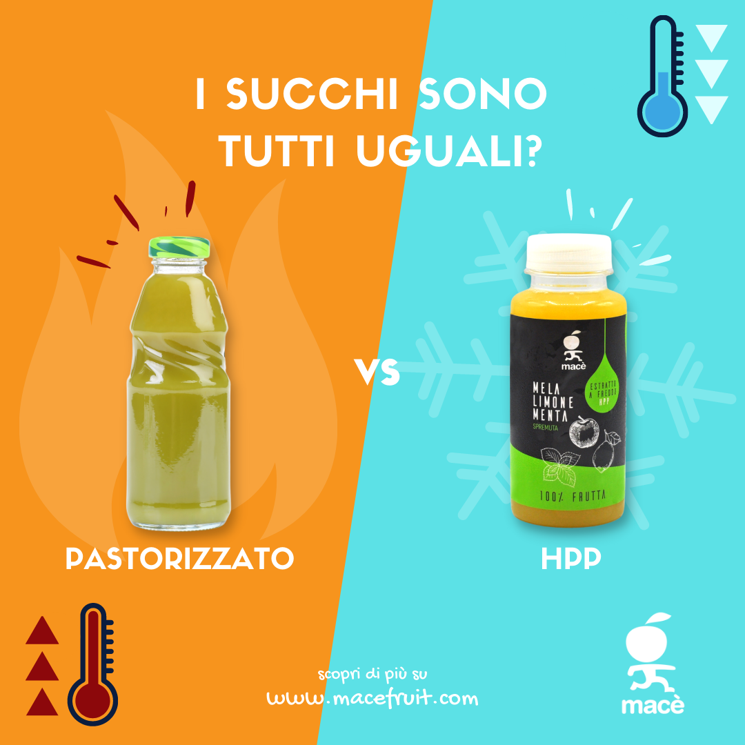 i succhi di frutta sono tutti uguali? No, c' differenza tra un succo pastorizzato e un succo trattato ad alta pressione e basse temperature