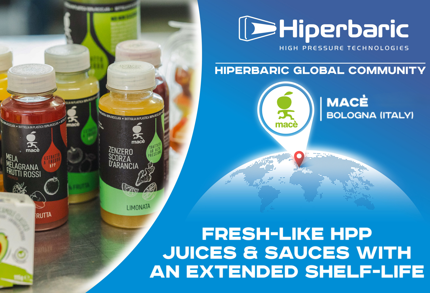 Mac et Hiperbaric s'associent avec la technologie HPP pour stabiliser les jus de fruits et les sauces fraches
