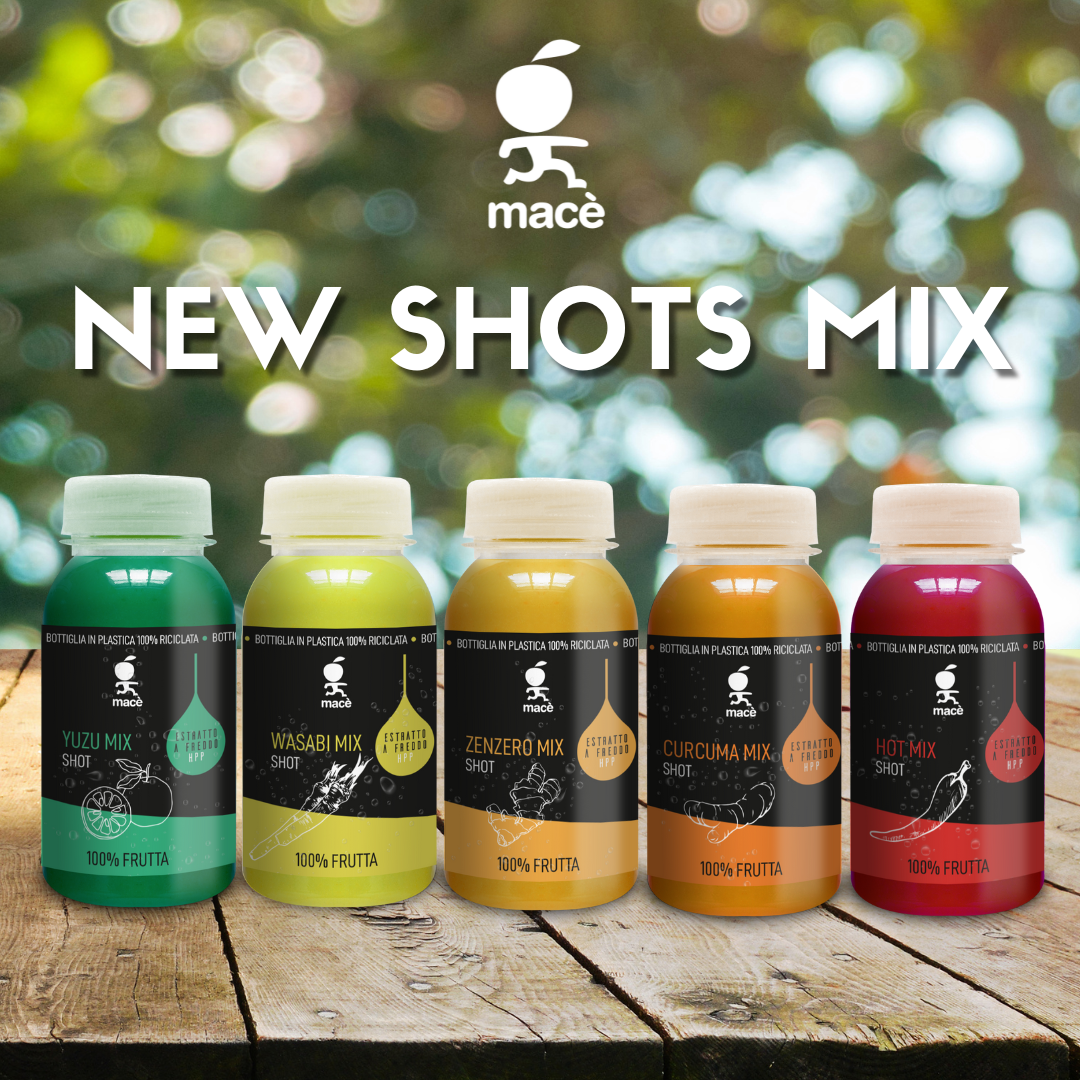 new Mace extract format: shots mix , yuzu, turmeric, spicy, ginger, wasabi